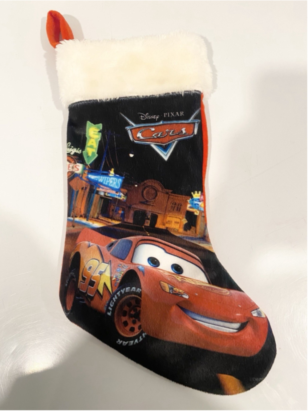 Disney Pixar Cars Lightning McQueen Christmas Stocking 15" Black Red Plush